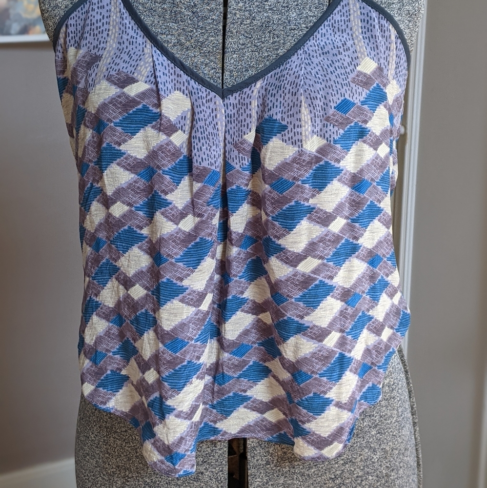 Kimchi Blue Urban Outfitters - Blue and purple flowy 100% silk tank top
